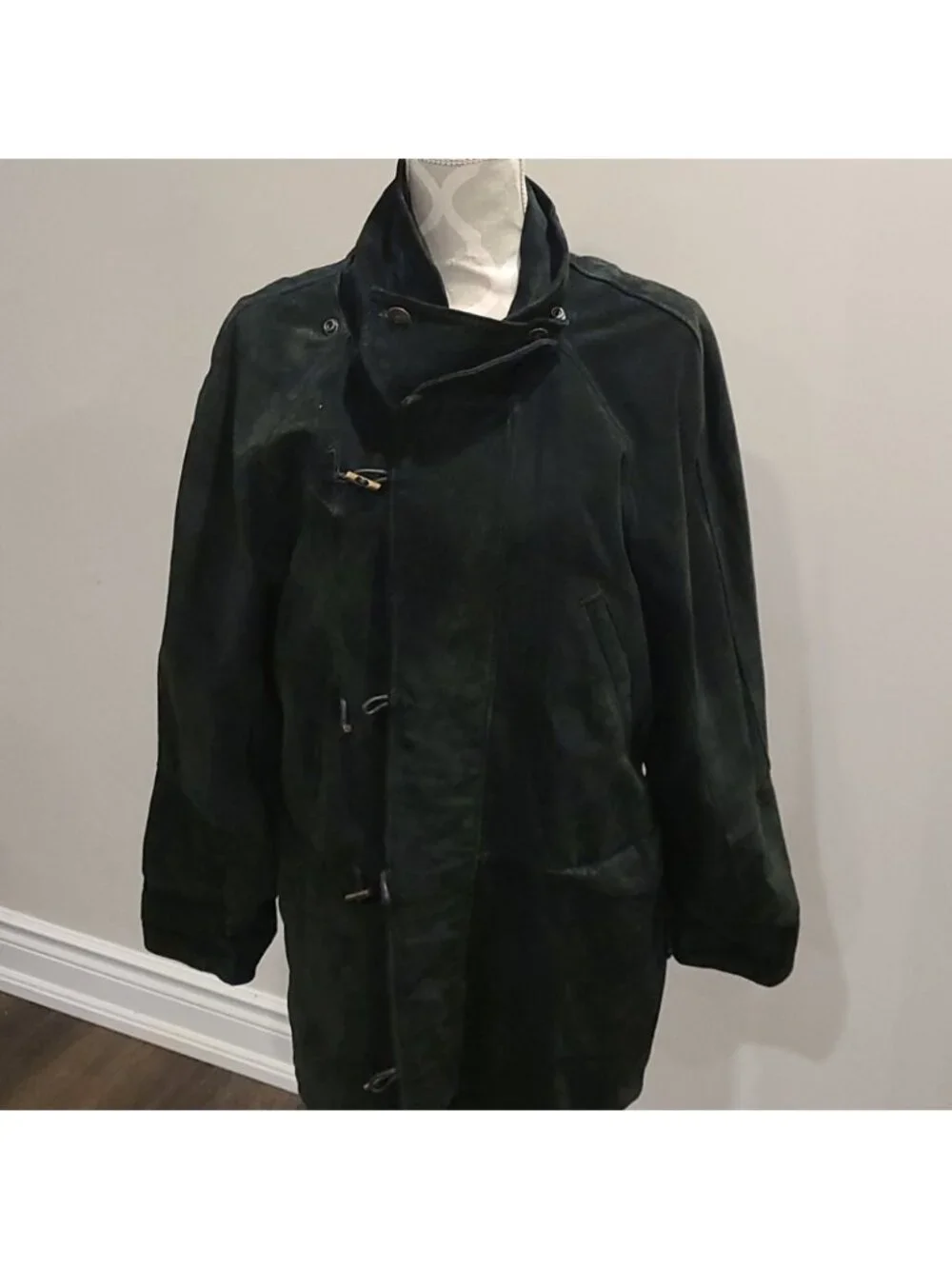 Vera pelle vintage emerald green heavy suede coat